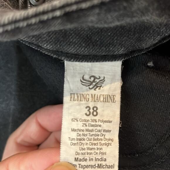 Flying Machine Black Slim Tapered Michael Jeans Size 38 - Picture 4 of 5